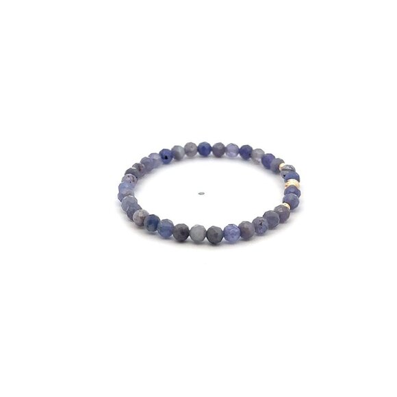 Natural Tanzanite Gemstones Mini 4mm Micro Faceted 18K Gold Charm Beads - Picture 5 of 5